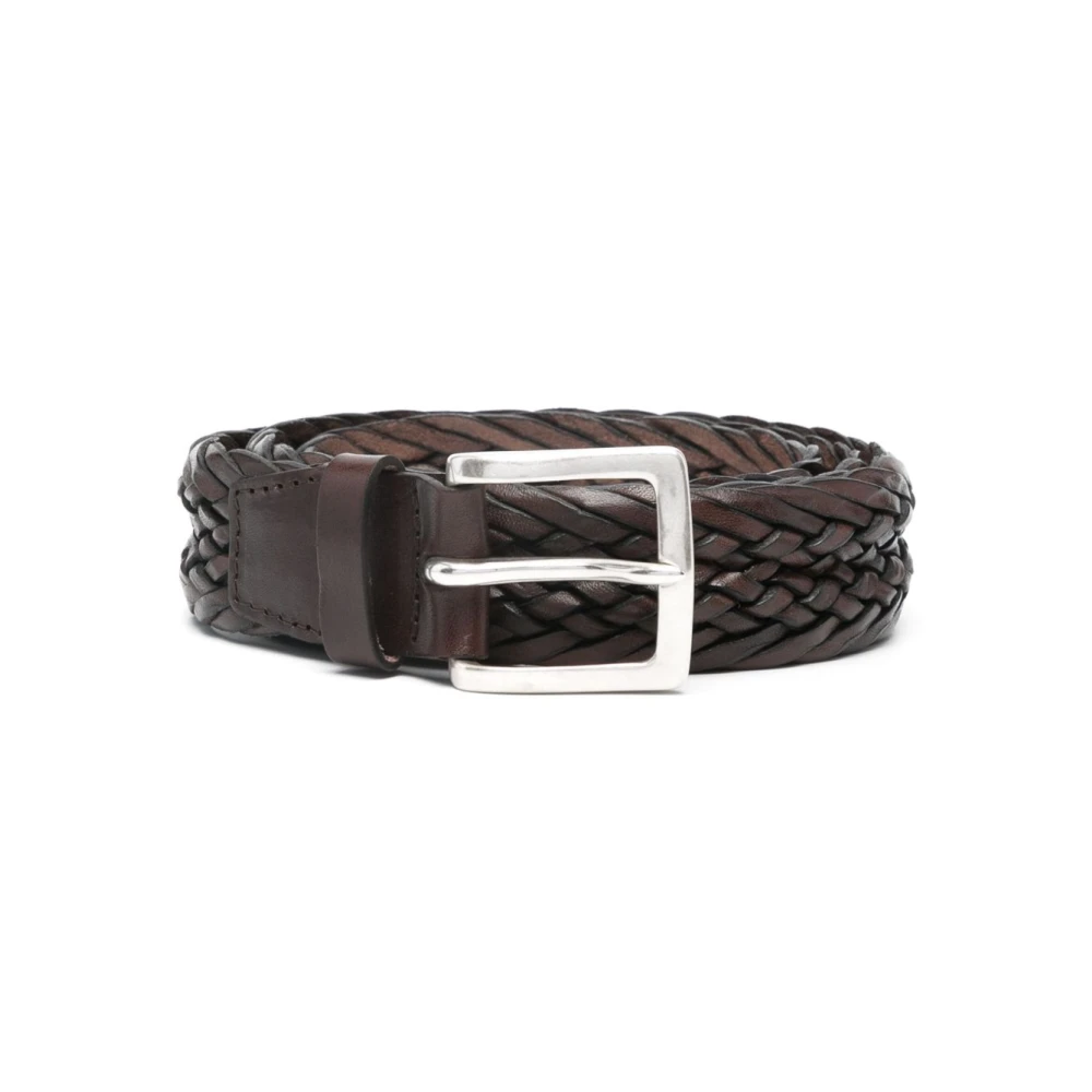 Orciani Men's Brown Braided Leather Belt - Belts - 95 Cm - Accessories