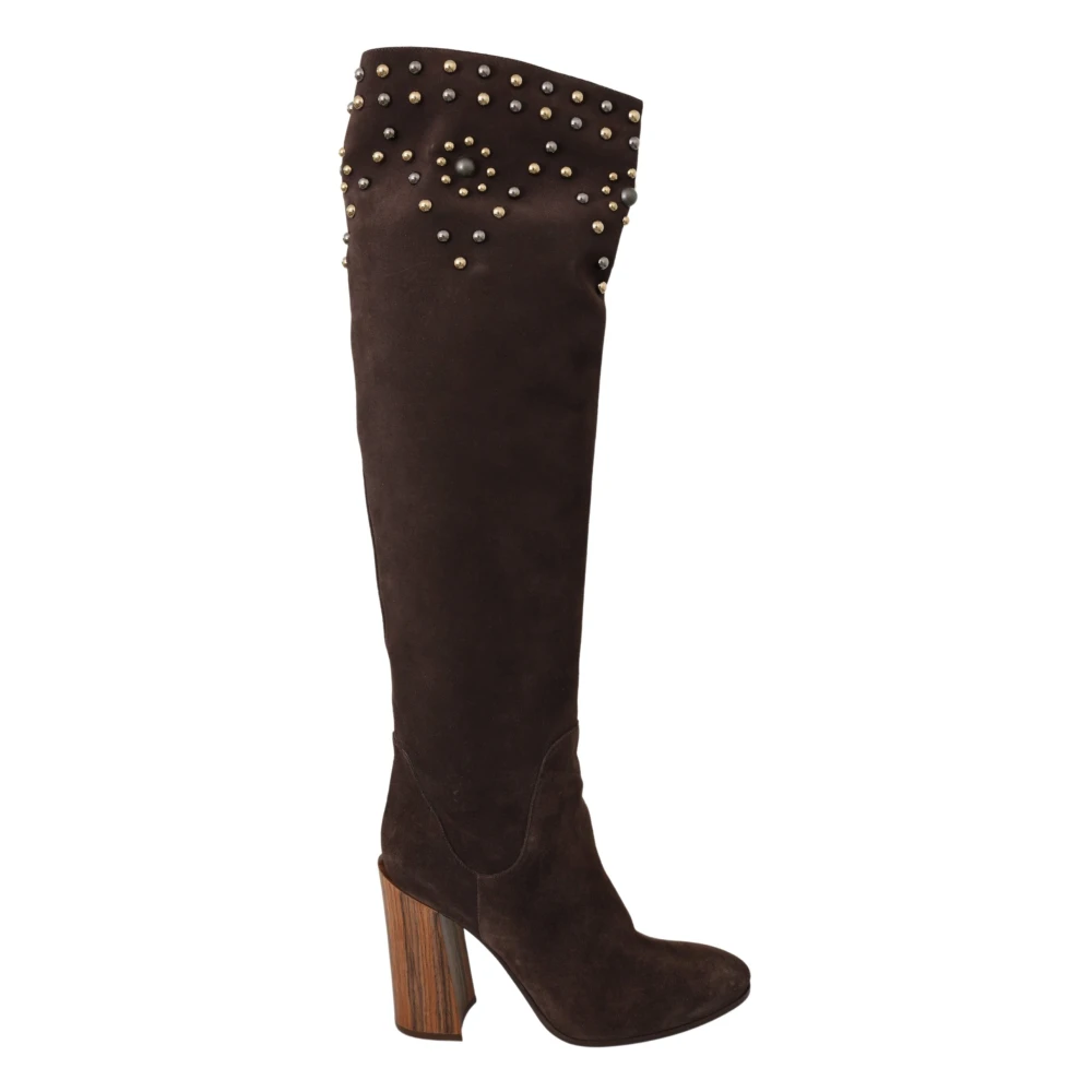 Dolce & Gabbana Women's Brown Studded Knee High Boots