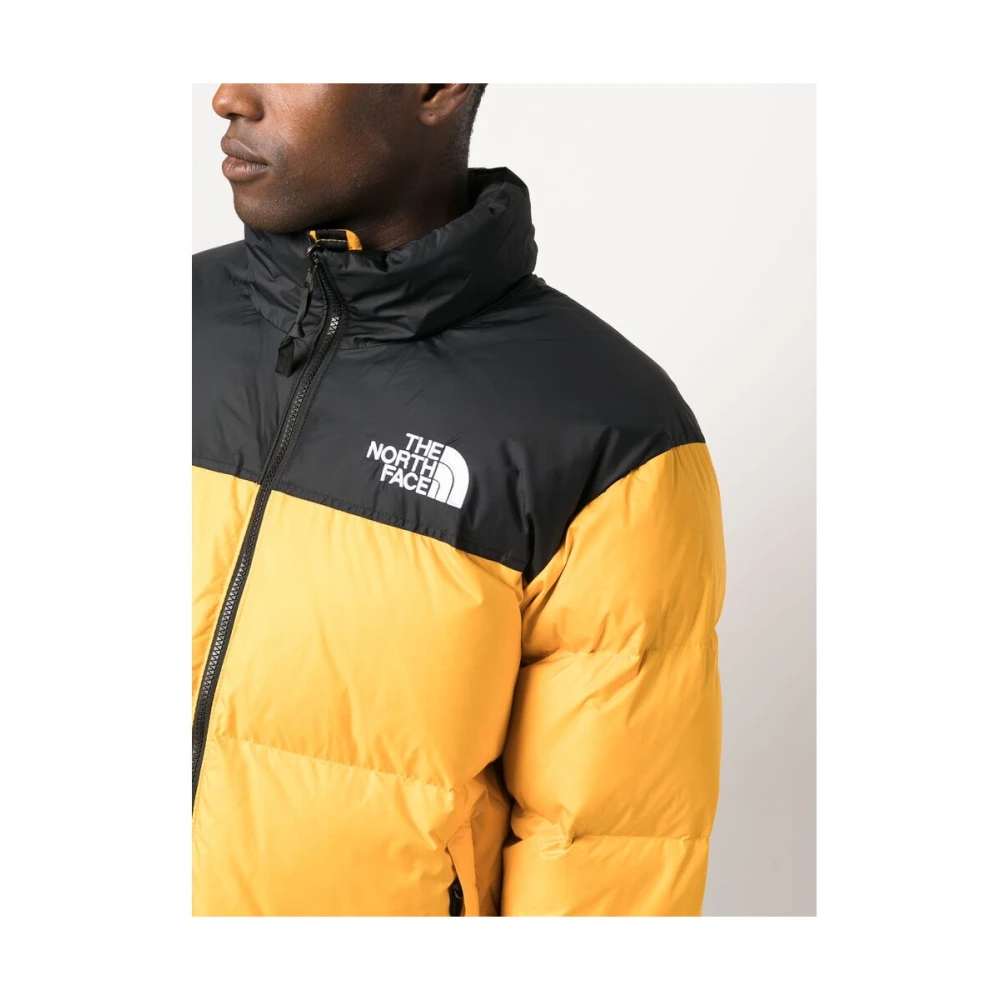 The North Face Geel Zwart Gewatteerd Donsjack Yellow Heren
