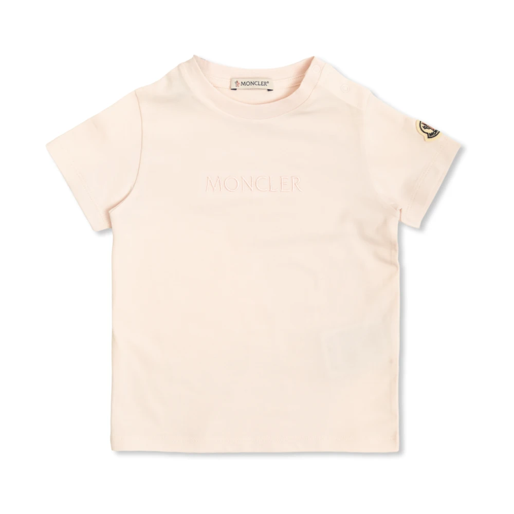 Moncler Pink Kids Short Sleeve T-Shirts, Unisex, 12 M, Logo T-Shirt