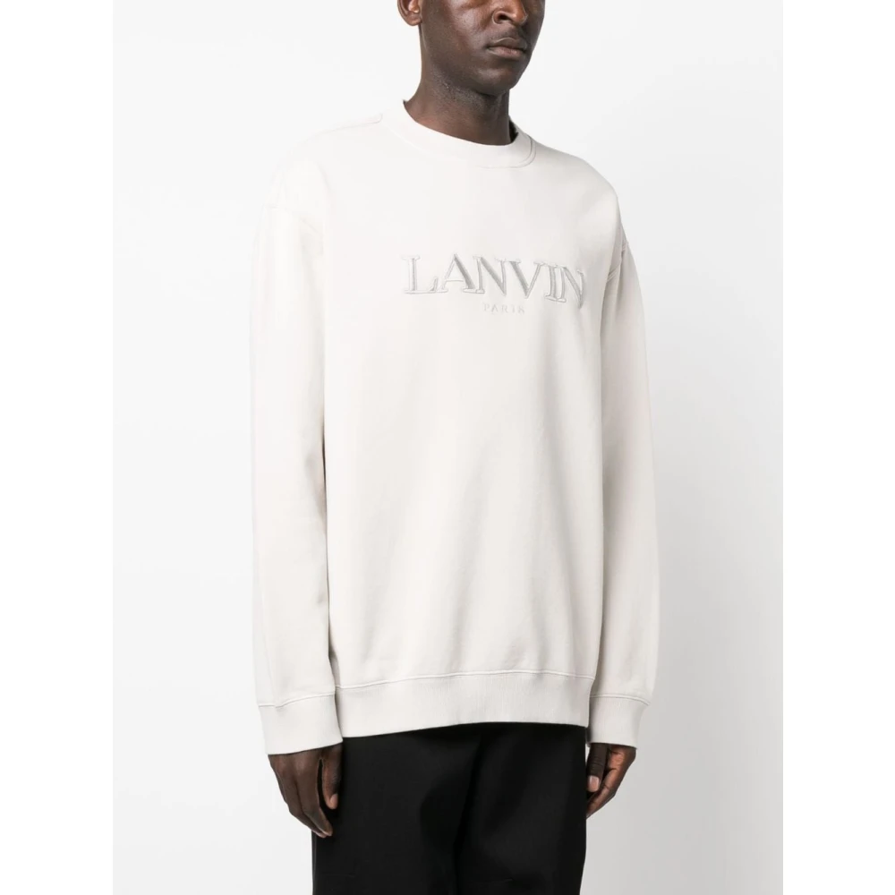 Lanvin Witte Logo-Geborduurde Trui White Heren