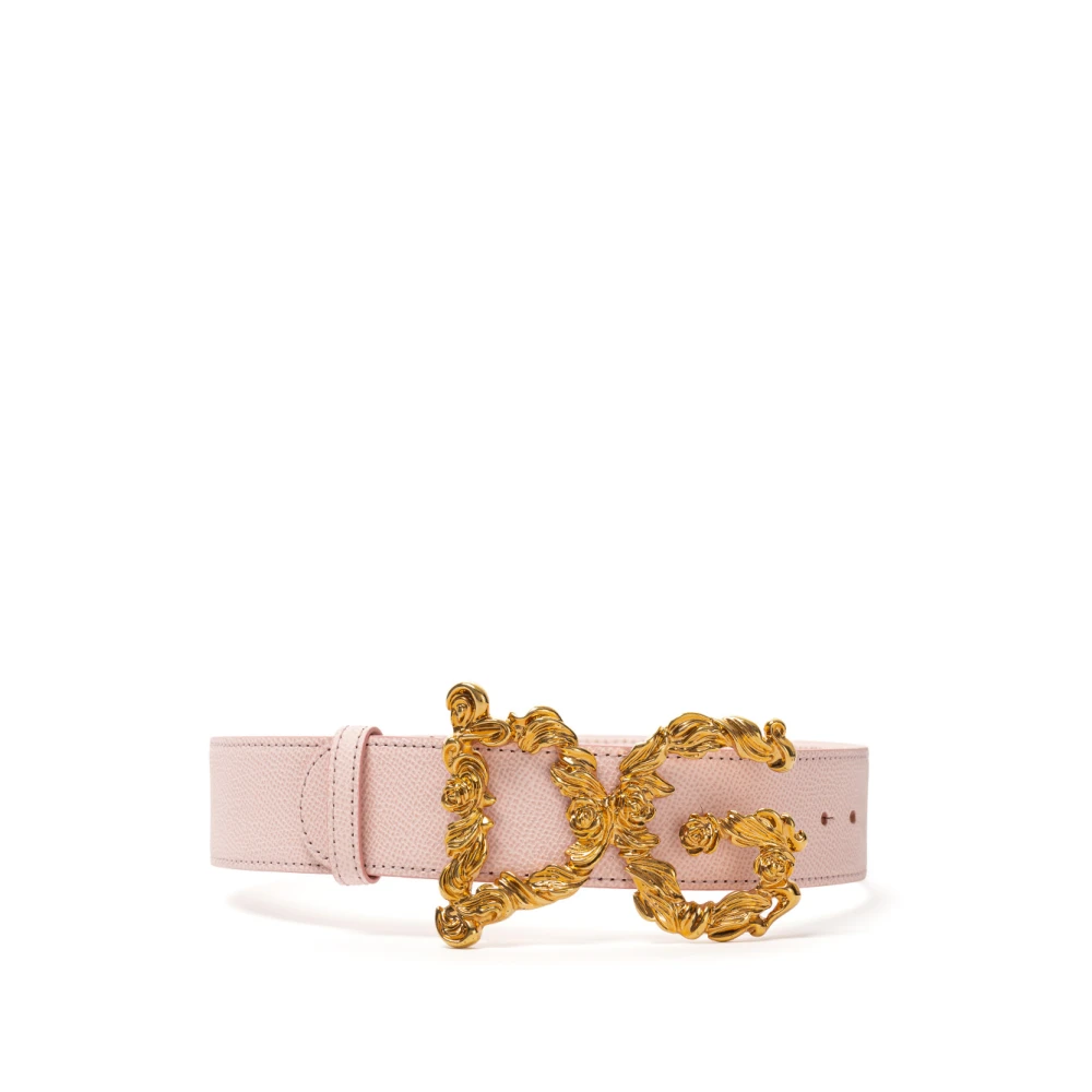 Dolce & Gabbana Baroco logo leren riem Pink Dames