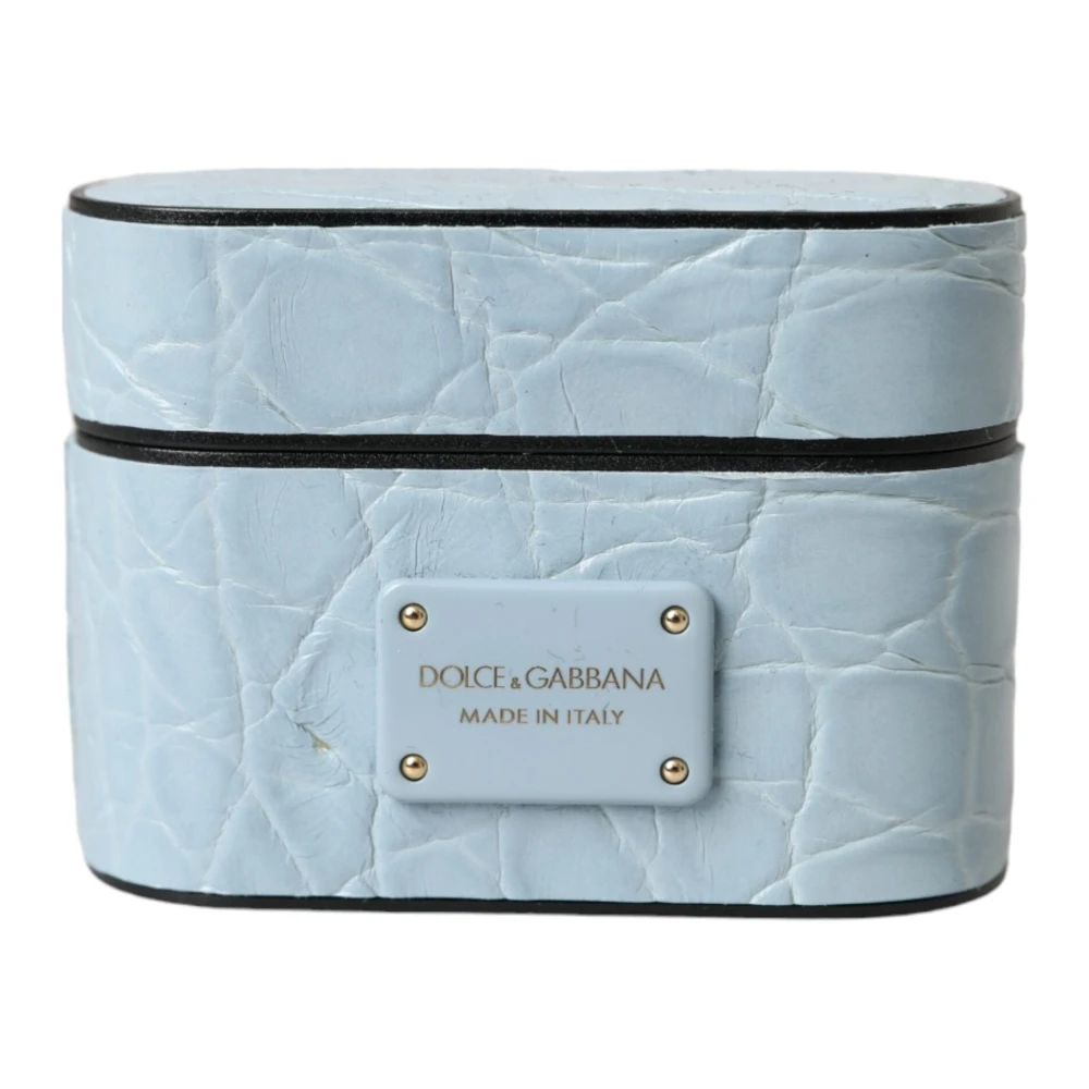 Dolce & Gabbana Blauw lederen Airpods hoesje Blue Unisex