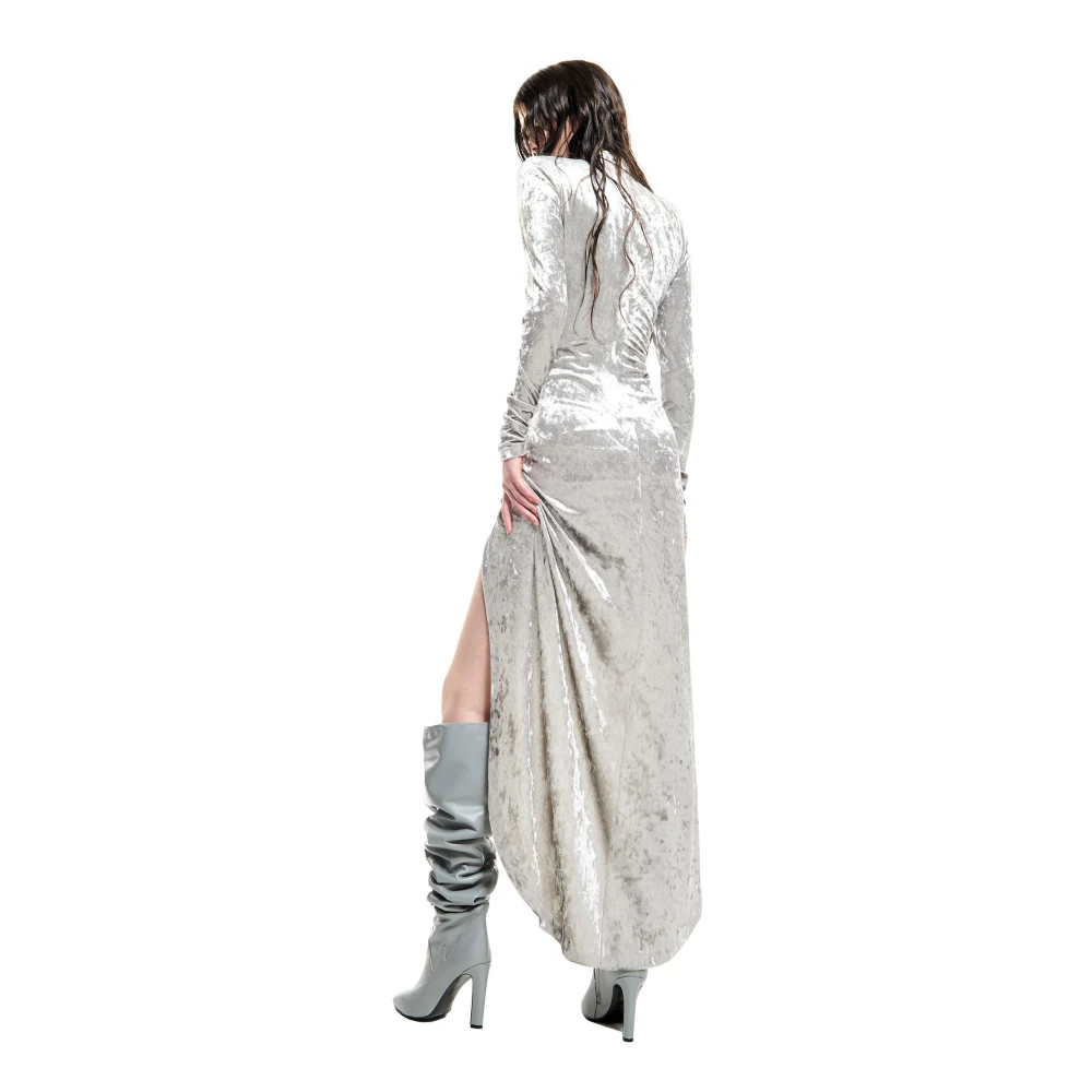Aniye By Fluwelen Stretchjurk met Asymmetrische Split Gray Dames