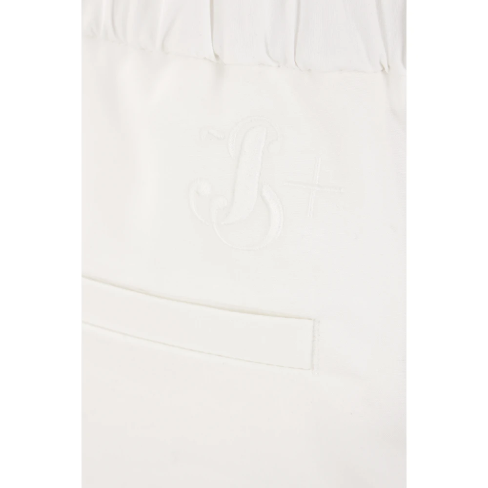 Jil Sander Witte Baggy-Fit Katoenen Broek met JS+ Borduursel White Dames