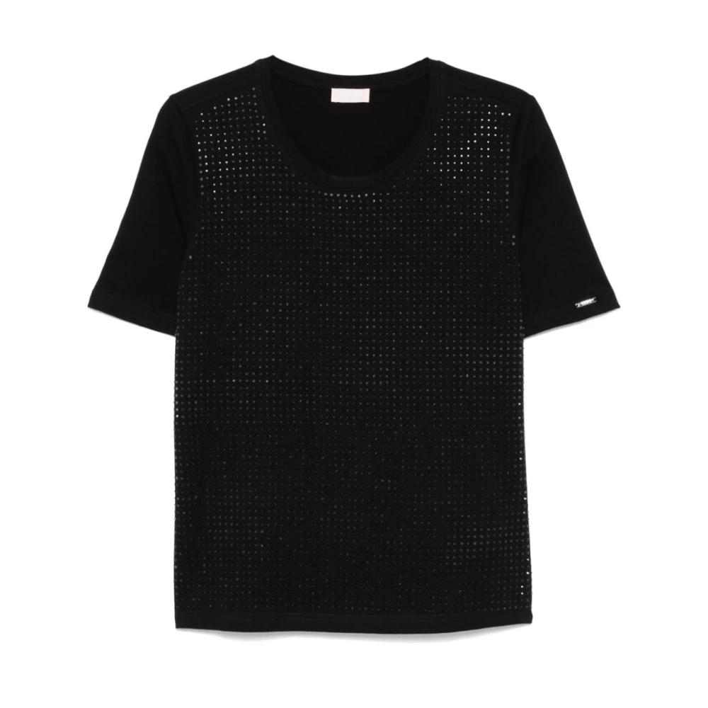 Liu Jo Zwart Strass Versierde Crew Neck T-shirt Black Dames