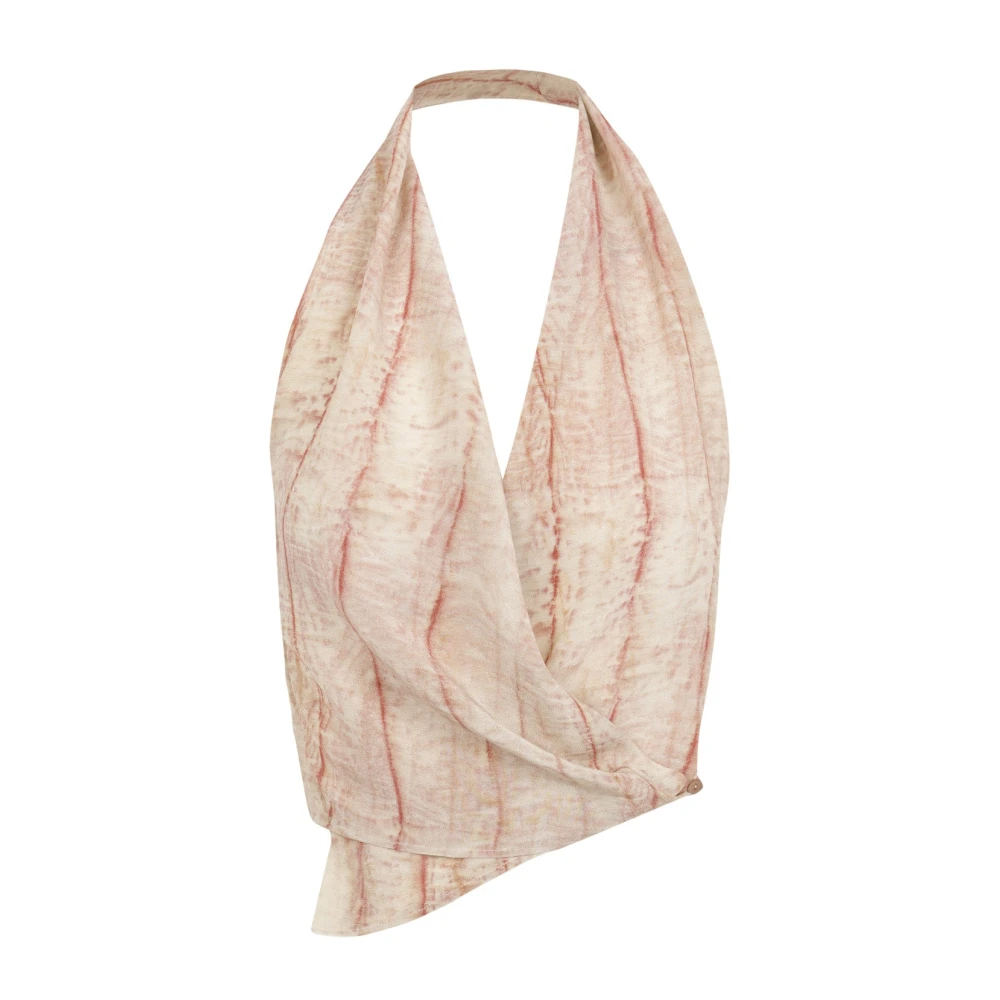 Cortana Kvinno Beige Toppar Dam, Xs, Silkestopp Med Irony-Tryck