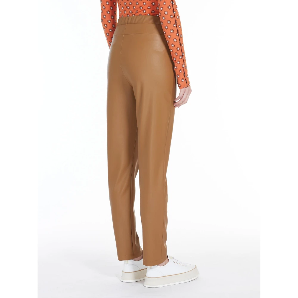 Max Mara Zachte Jersey Leggings met Elastische Taille Brown Dames