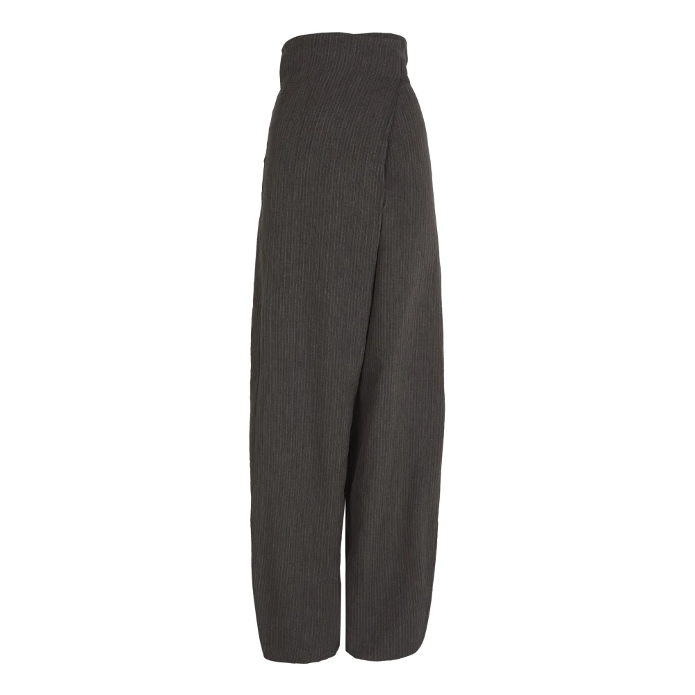 Cortana Vrouw Grijs Broeken Dames, 2XS, Leer, Trapani, Hoog Getailleerde Gestreepte Jacquardbroek