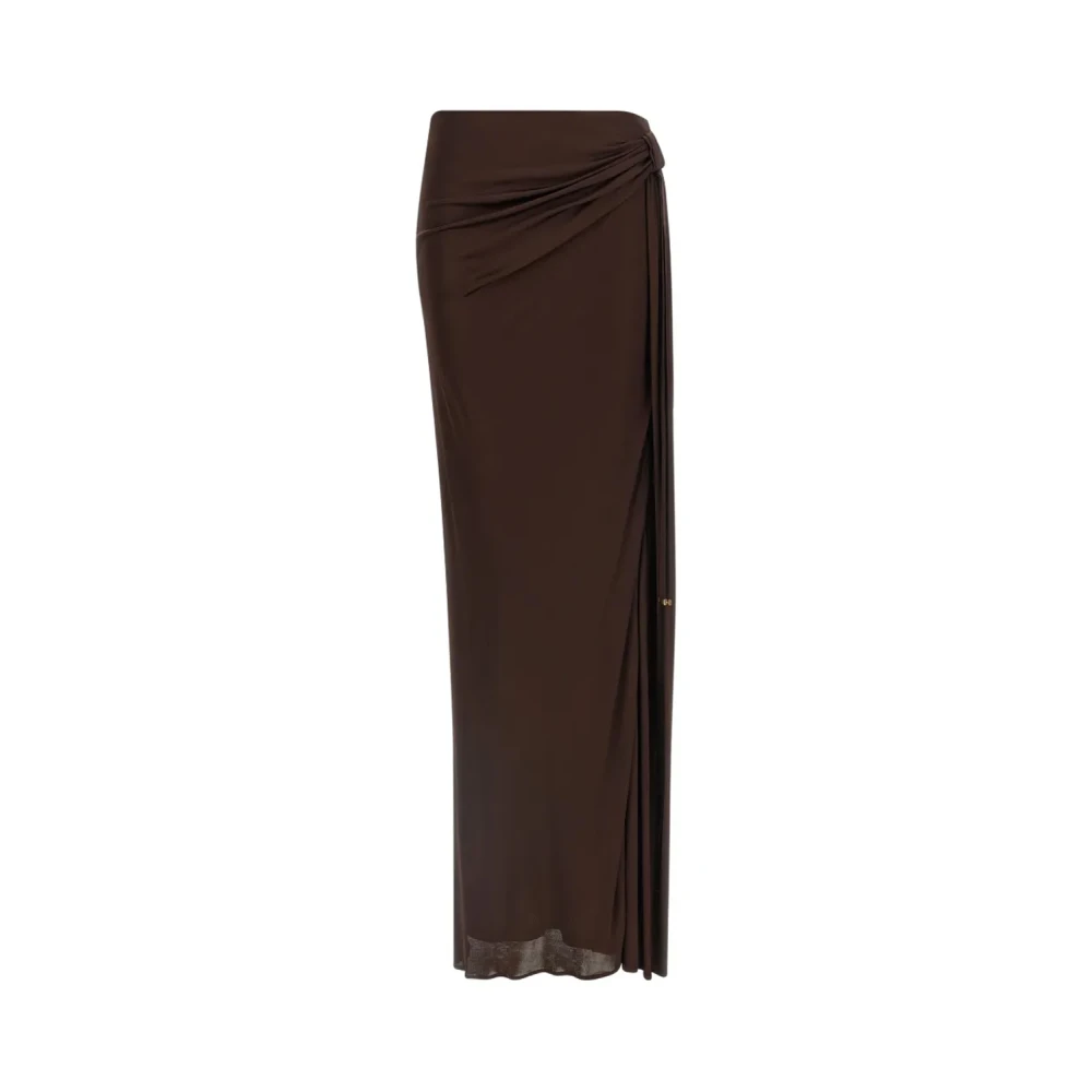 Elisabetta Franchi Brown Midi Skirts, Female, S, Knot Split Maxi Skirt