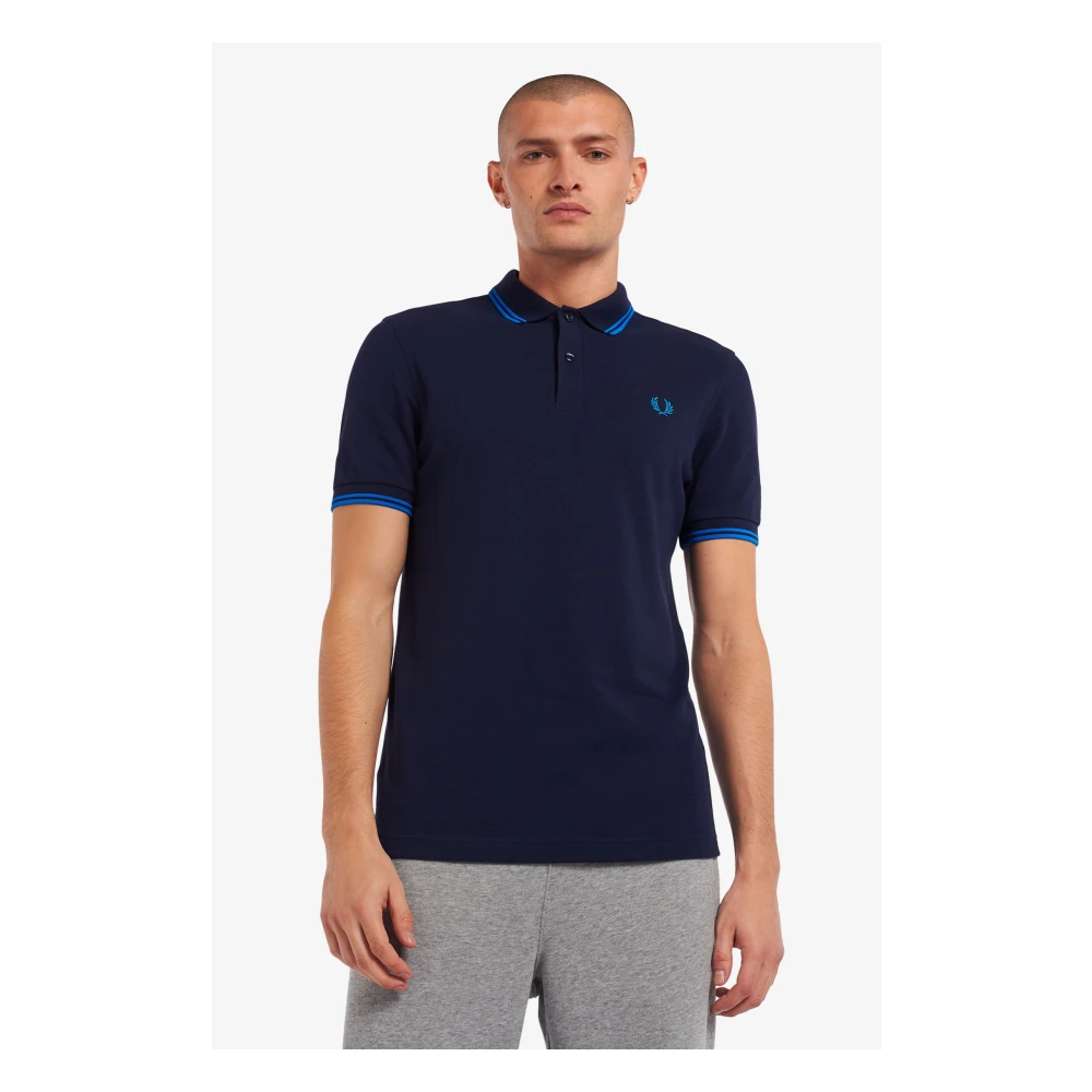 Fred Perry Slim Fit Twin Tipped Polo Blue Heren