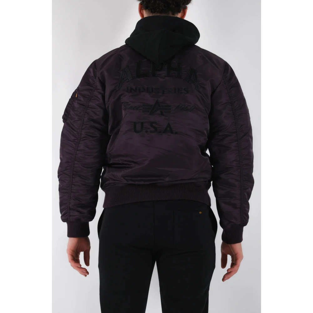 alpha industries Nylon Bomberjack met Afneembare Capuchon Purple Heren
