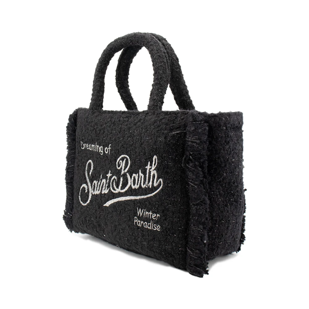 MC2 Saint Barth Zwarte Tweed Colette Tas met Franjes Black Dames