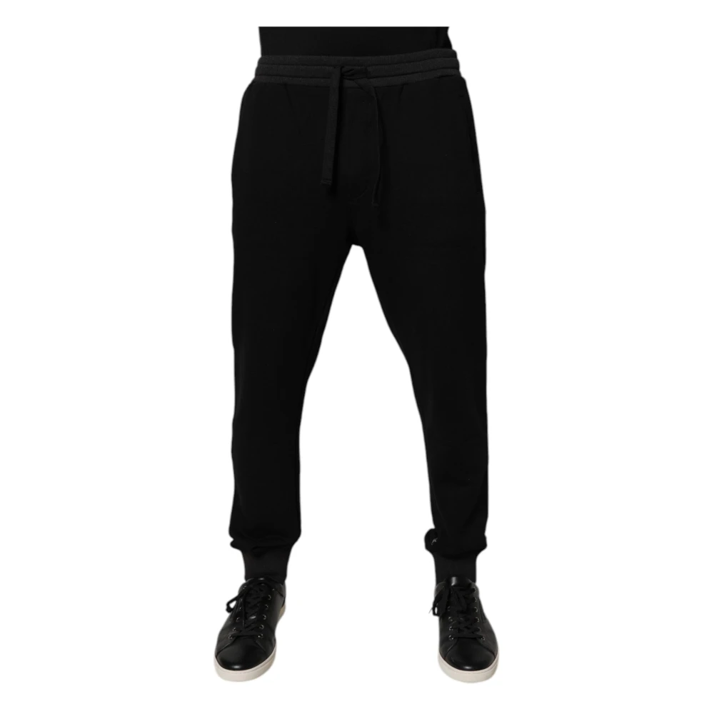 Dolce & Gabbana Men's Black Sweatpants,, Logo Jogger Cotton Joggers Medium