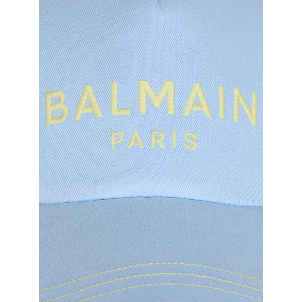 Balmain Katoenen pet met Parijs borduursel Blue Heren