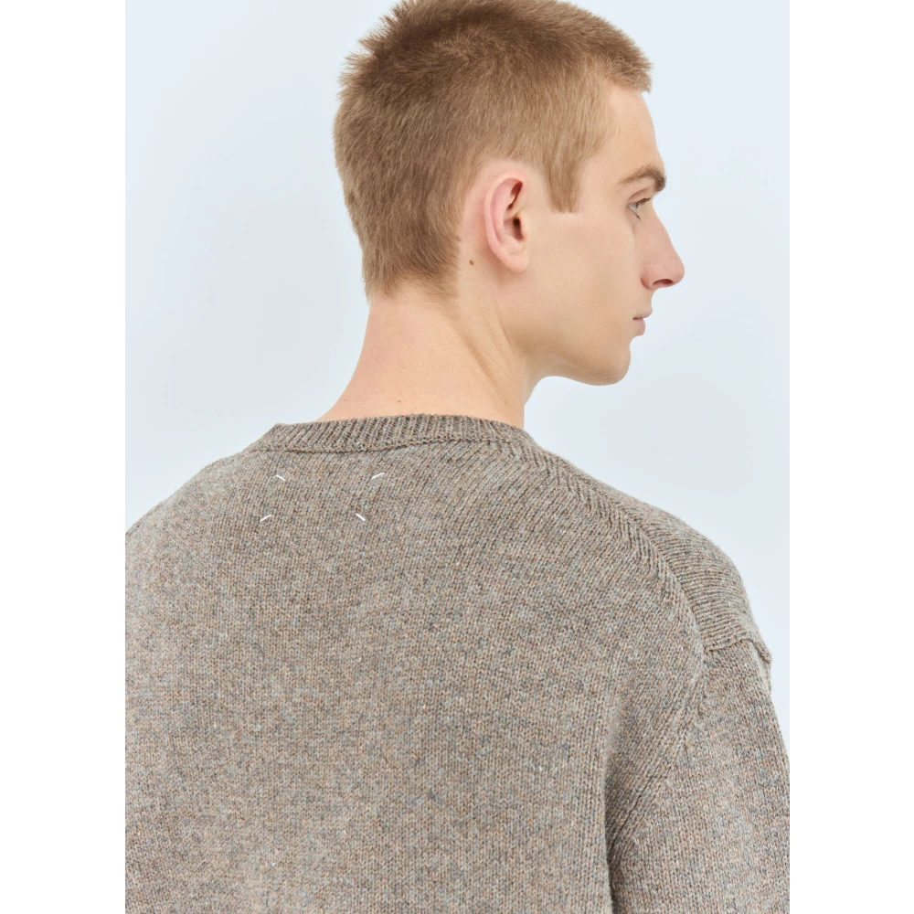 Maison Margiela Gewassen wol V-hals trui Gray Heren