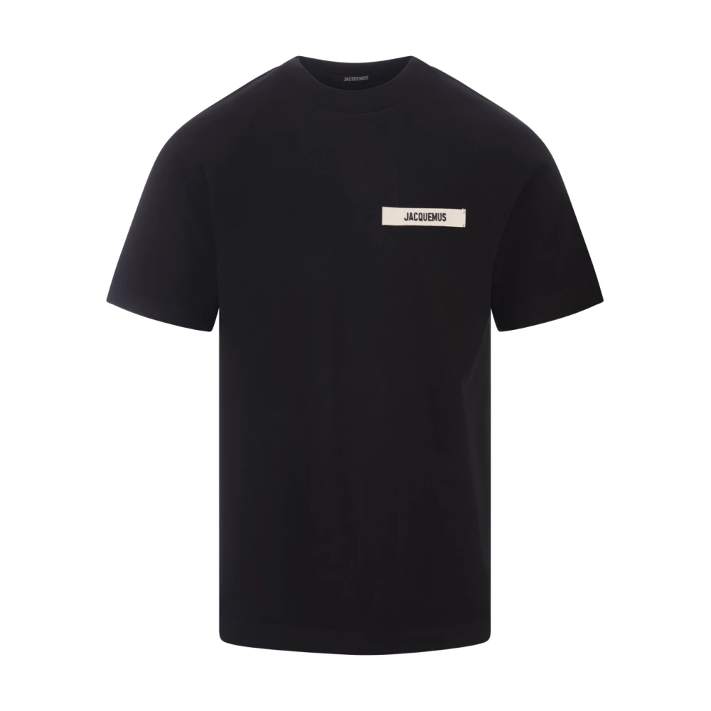Jacquemus Zwart Katoenen T-shirt met Logo Borduurwerk Black Heren