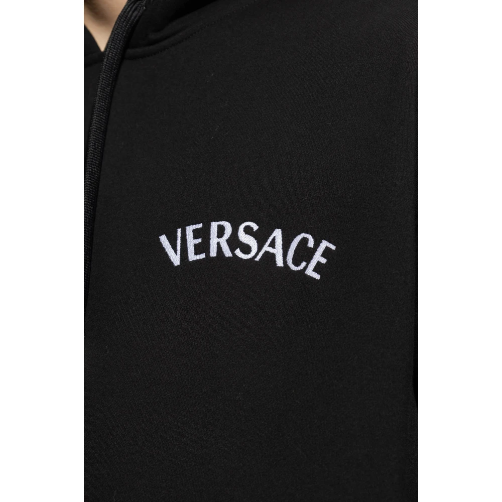 Versace Hoodie met geborduurd logo Black Heren