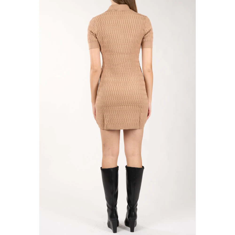 Twinset Mini gebreide jurk met knoopdetails Beige Dames