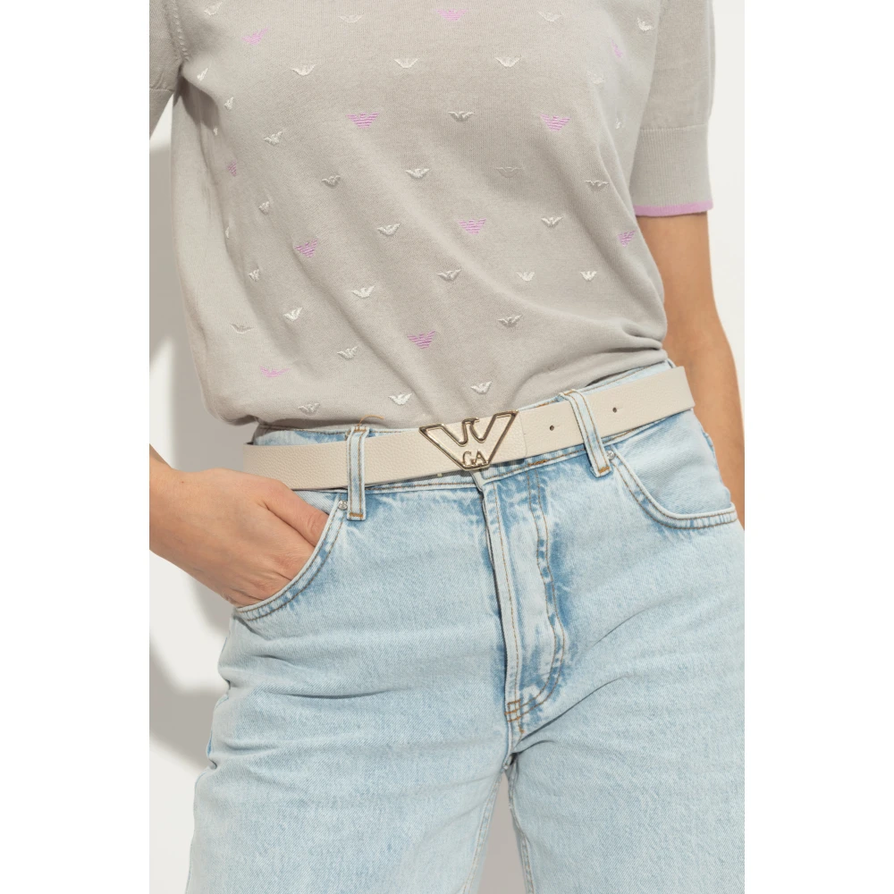 Emporio Armani Leren riem Beige Dames