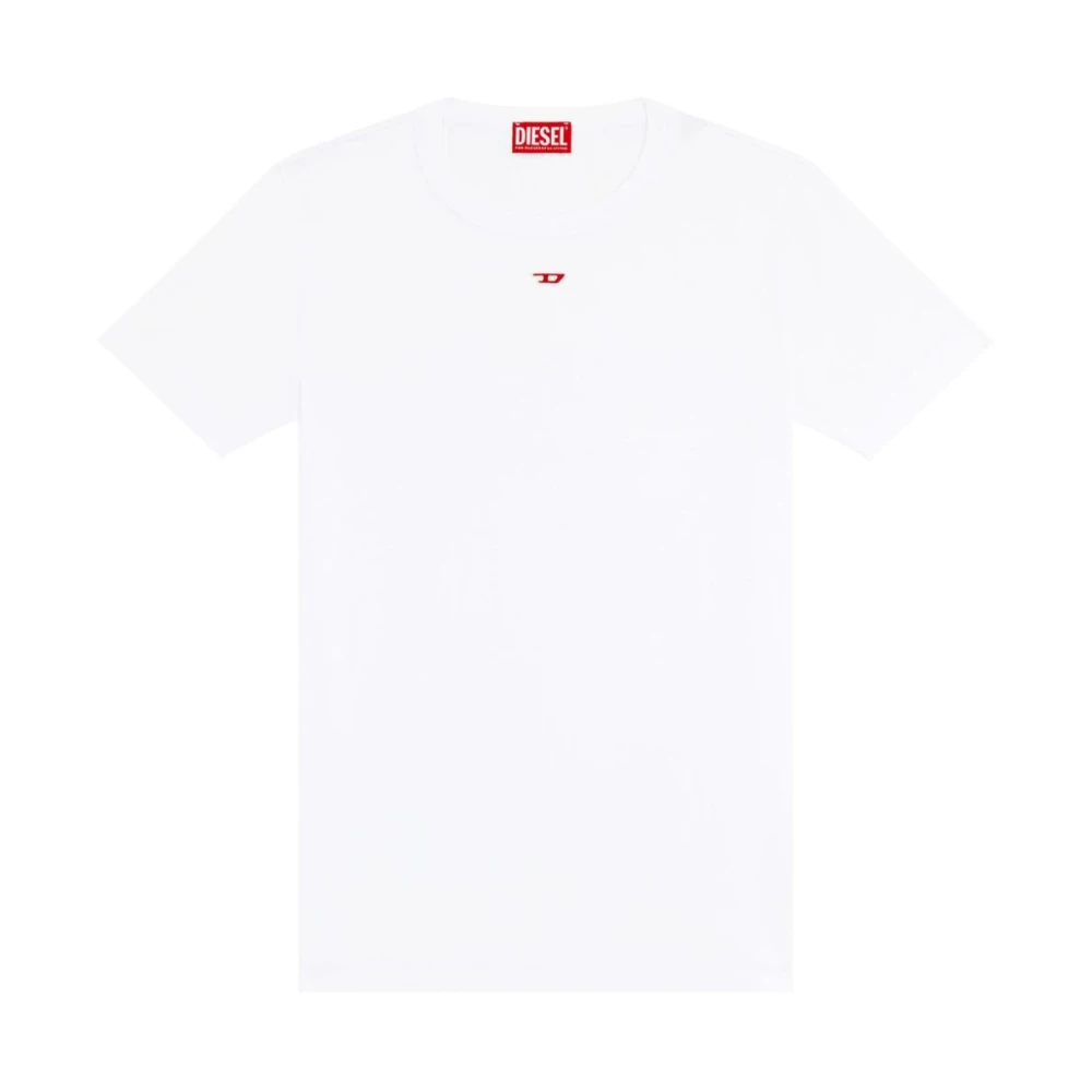 Diesel Vit Ribbad Crew Neck T-shirt White, Herr