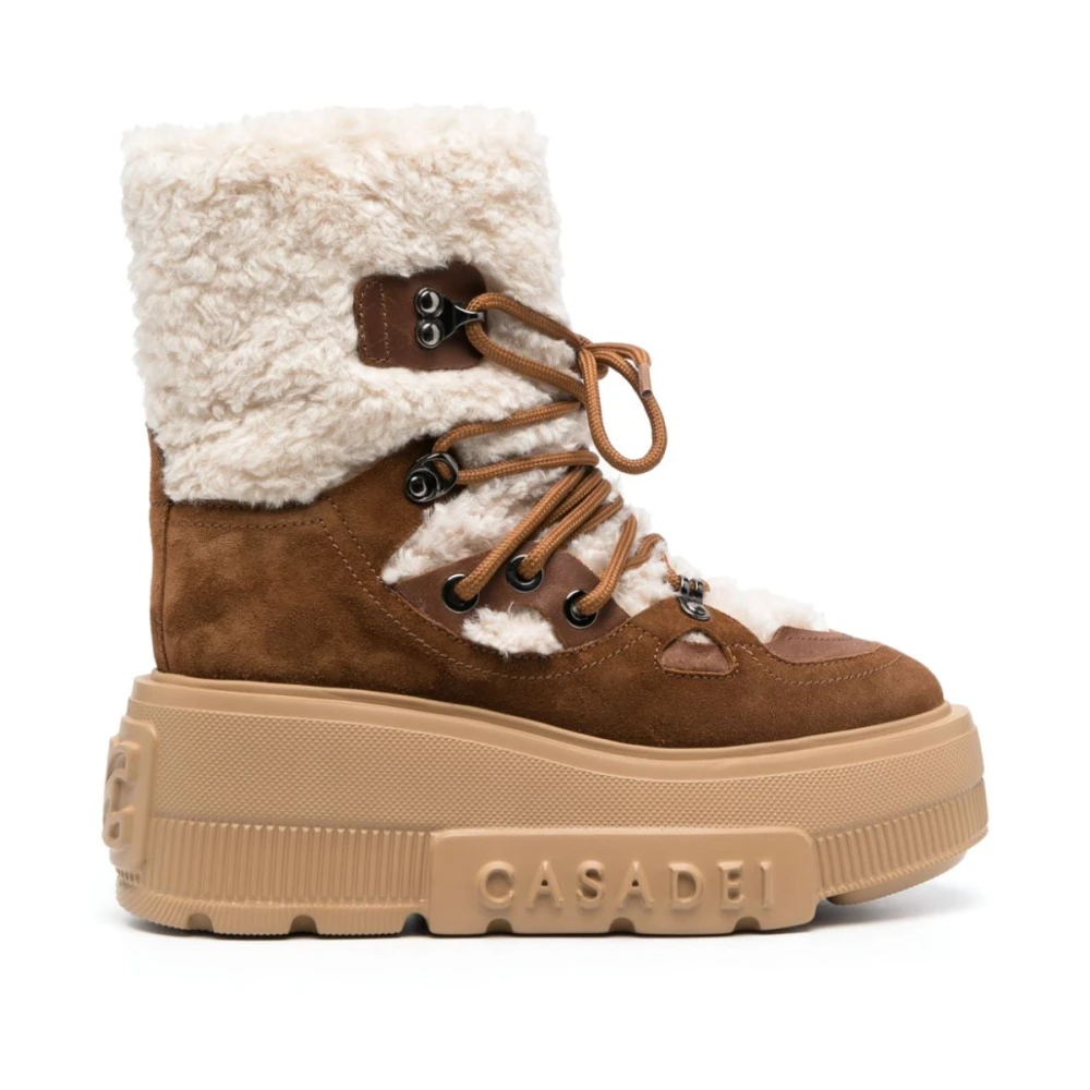 Casadei Bruine Fleece Enkellaarzen Brown Dames