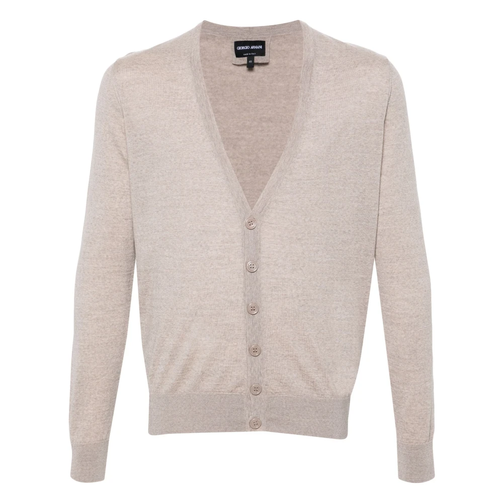 Giorgio Armani Elegante Beige Wol Cardigan Beige Heren