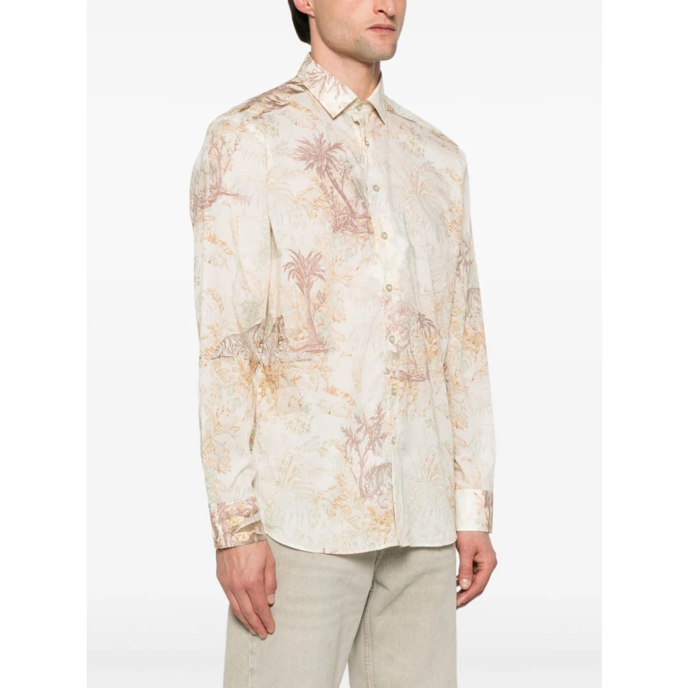 ETRO Bloemenprint overhemd met knoopsluiting Beige Heren