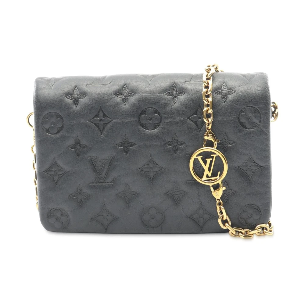 Louis Vuitton Vintage Women's Black Pre-Owned Vintage Monogram Embossed Leather Chain Shoulder Bag