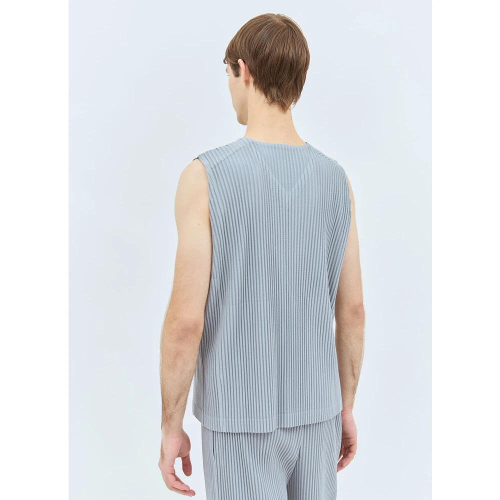 Issey Miyake Japanse Geplooide Vest met Zakken Gray Heren