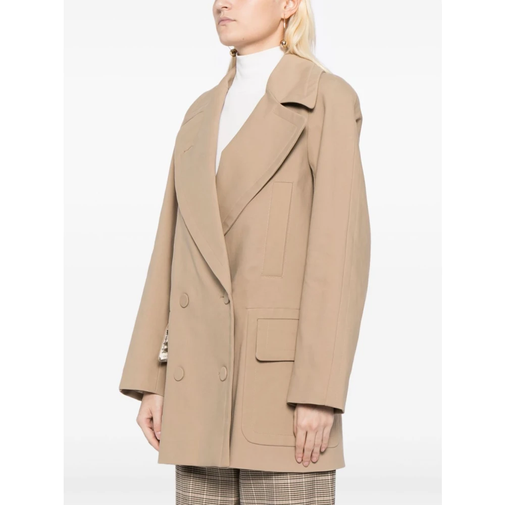 Dries Van Noten Korte Trenchcoat met Zakken Beige Dames