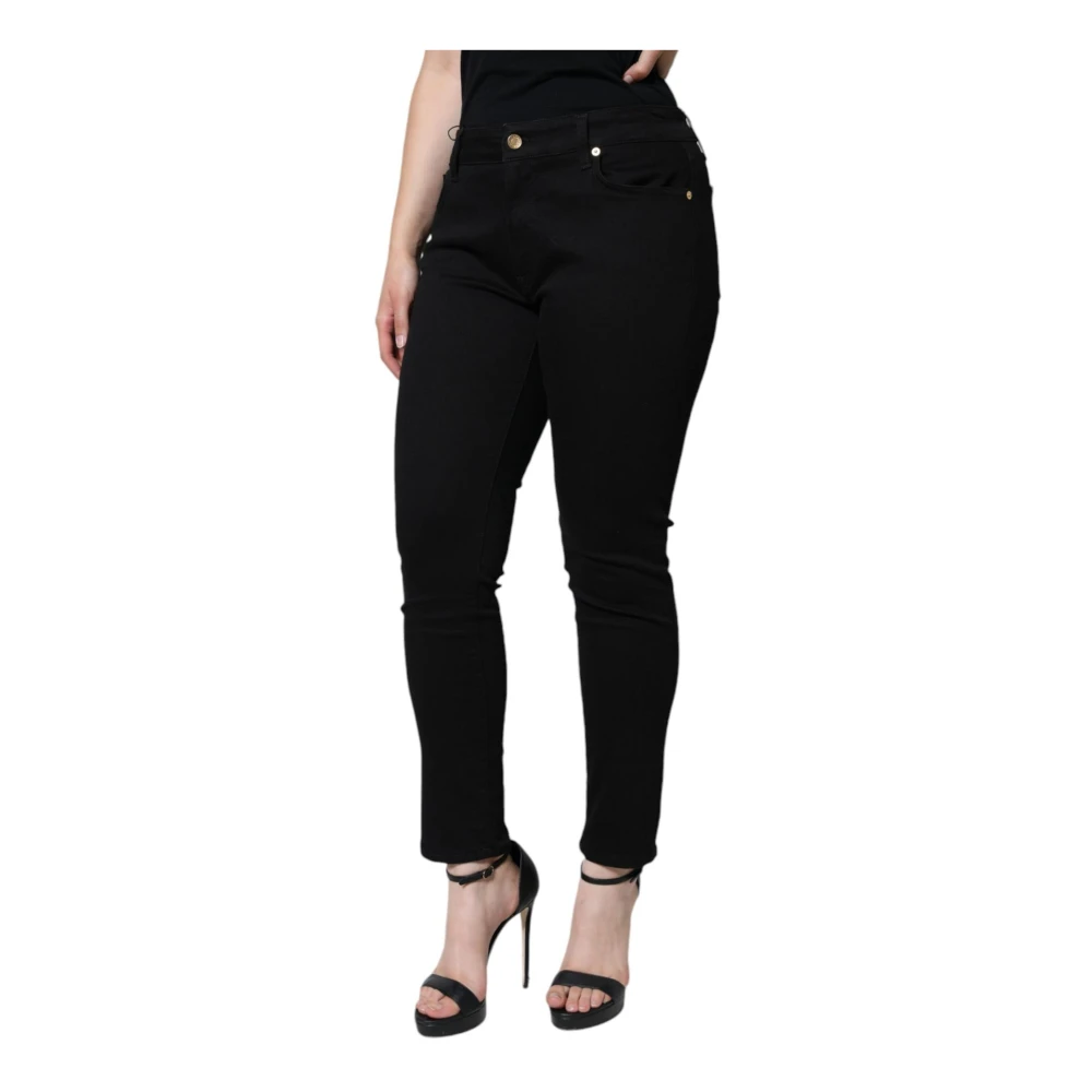 Dolce & Gabbana Zwarte Skinny Denim Jeans met Logo Black Dames
