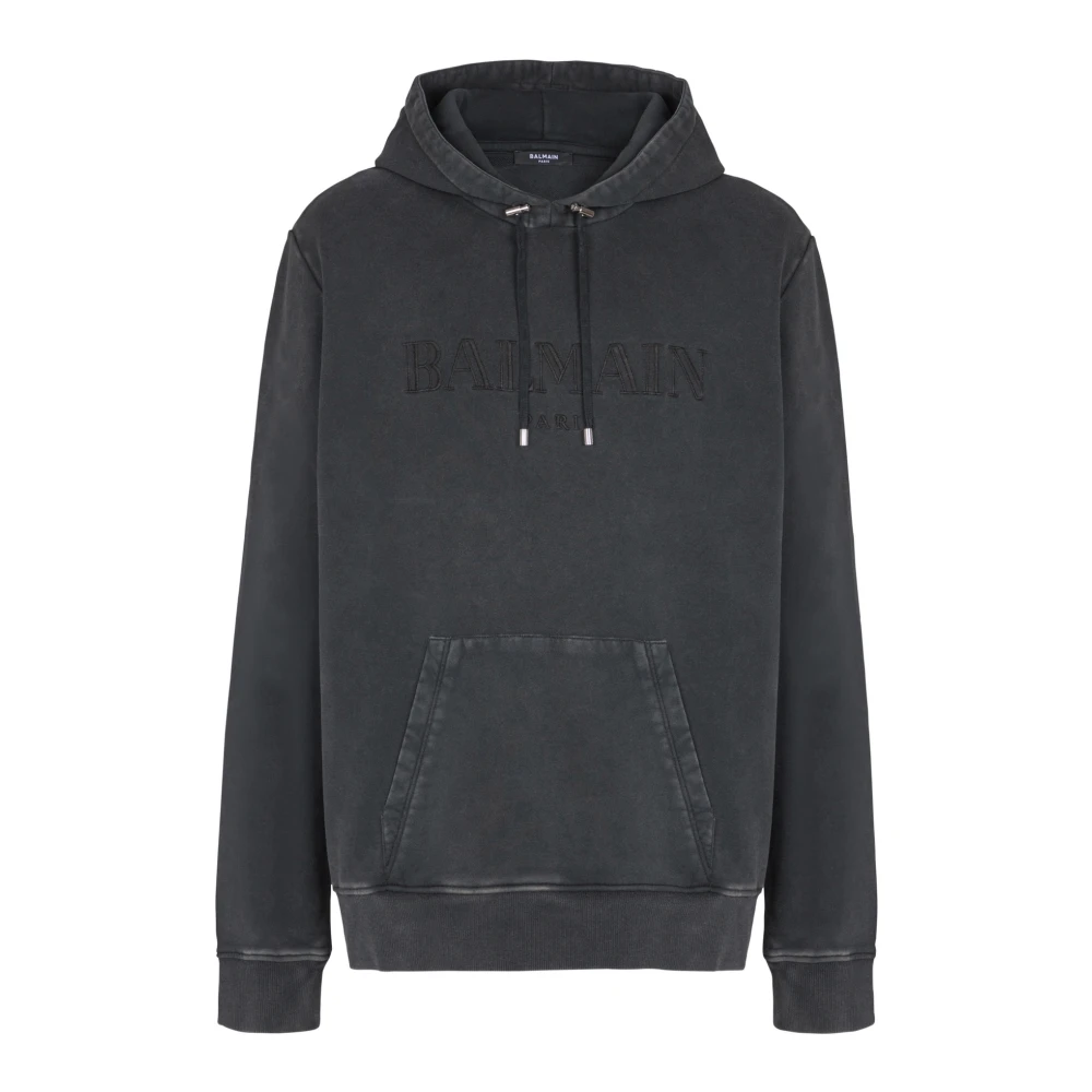 Balmain Vintage geborduurde hoodie Gray Heren