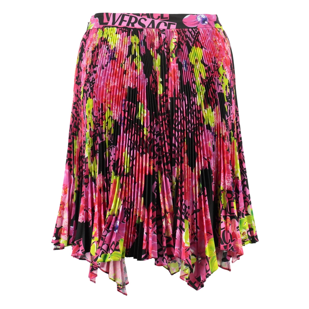Versace Geplooide Rok met Orchideeënprint Multicolor Dames