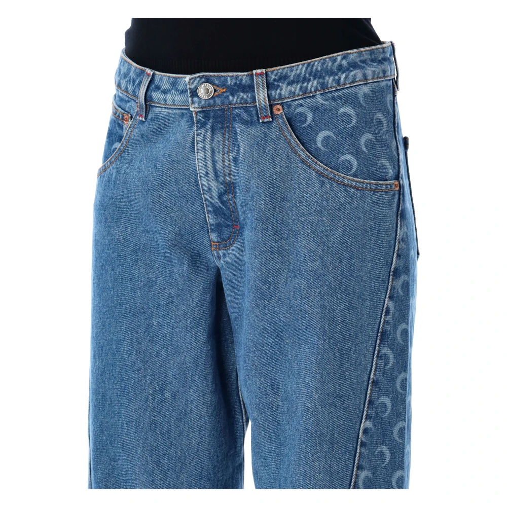 Marine Serre Lichtblauwe Moon Laser Denim Jeans Blue Dames
