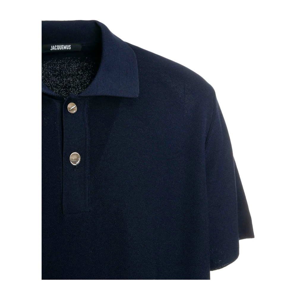 Jacquemus Gebreid Poloshirt Klassieke Kraag Korte Knopenlijst Blue Heren