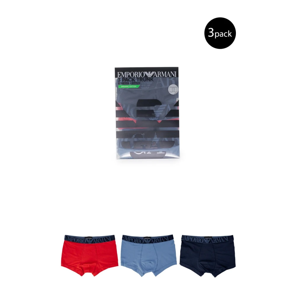 Emporio Armani Blauw Bedrukt Katoenmix Trunk Ondergoed Multicolor Heren