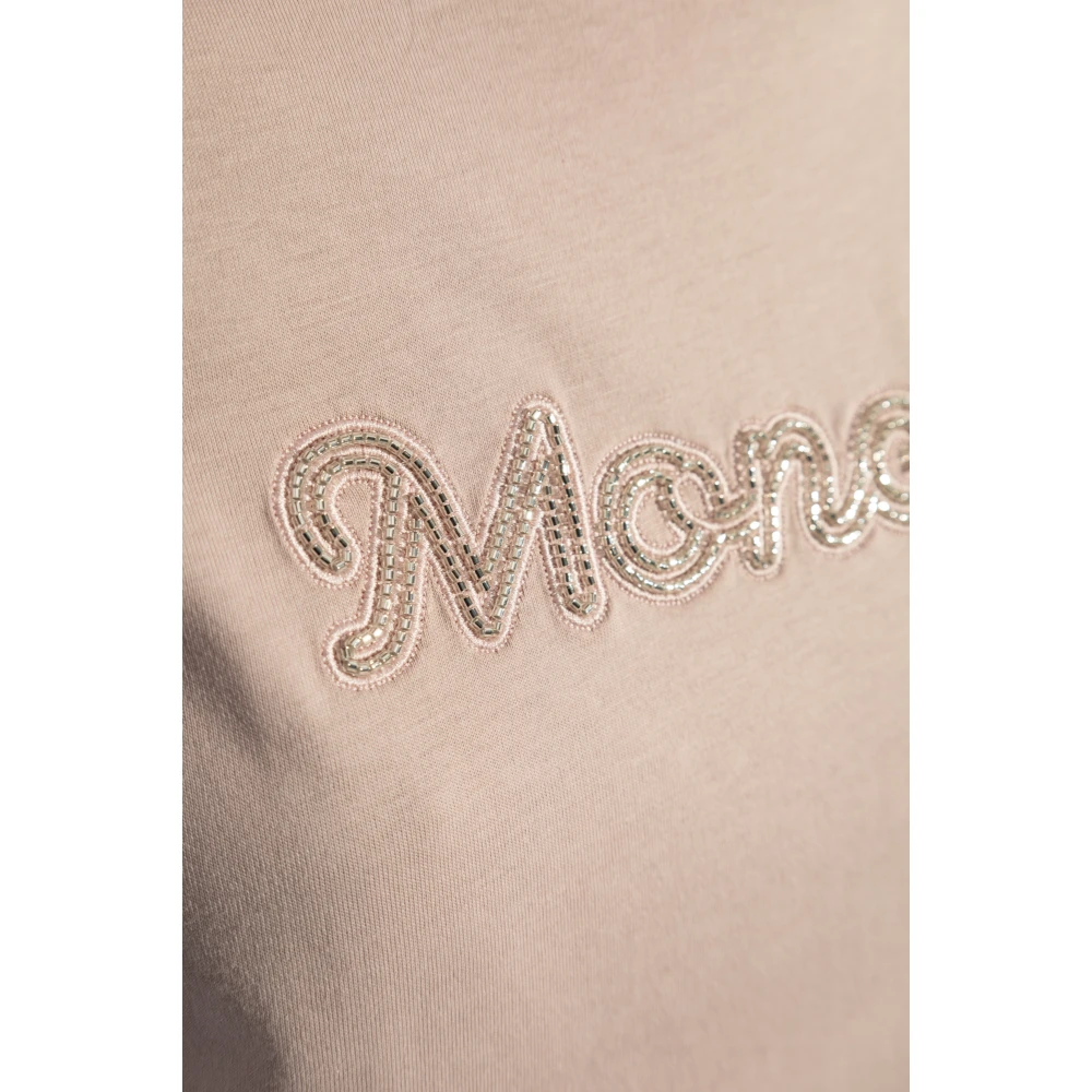 Moncler T-shirt met glinsterende applicaties Pink Dames