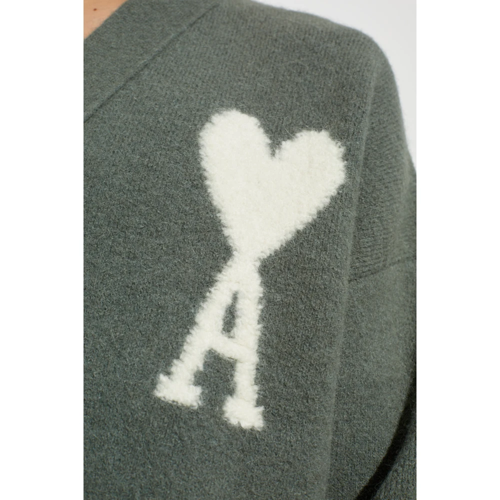 Ami Paris Cardigan met logo Green Heren