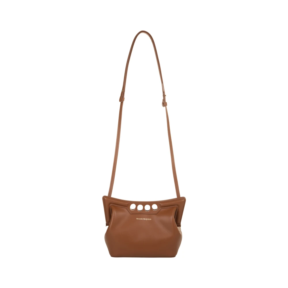 Alexander mcqueen Karamel Leren Peak Mini Tas Brown Dames