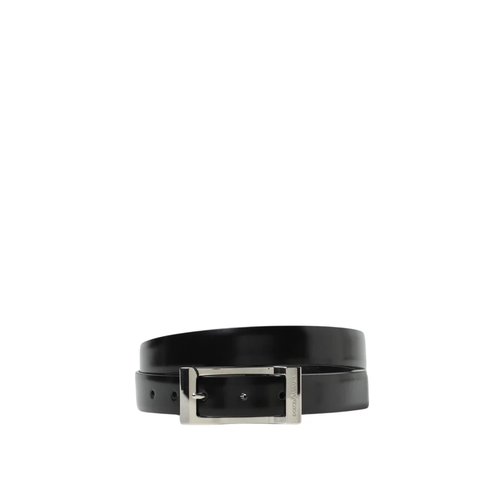 Dolce & Gabbana Men's Black Belts,, Leather Belt Buckle Medium
