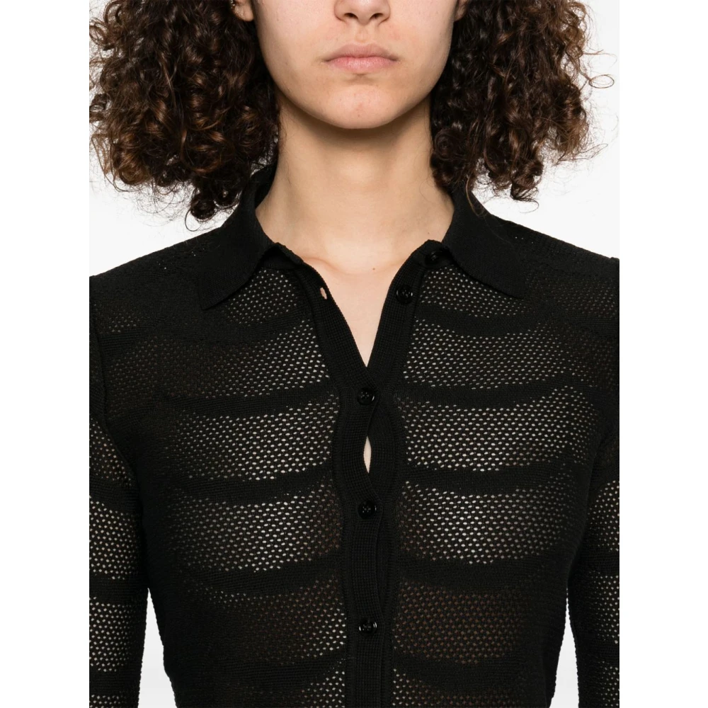 Tom Ford Zwarte Knoopsluiting Klassieke Kraag Overhemd Black Dames