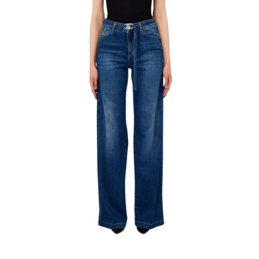 Liu Jo Women's Blue Wide Jeans, W28, High-Rise Flared Jeans