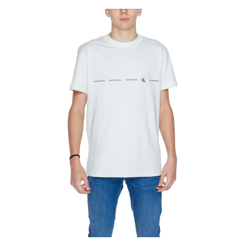 Calvin Klein Jeans Regenerative Cotton Logo Repeat T-shirt White Heren