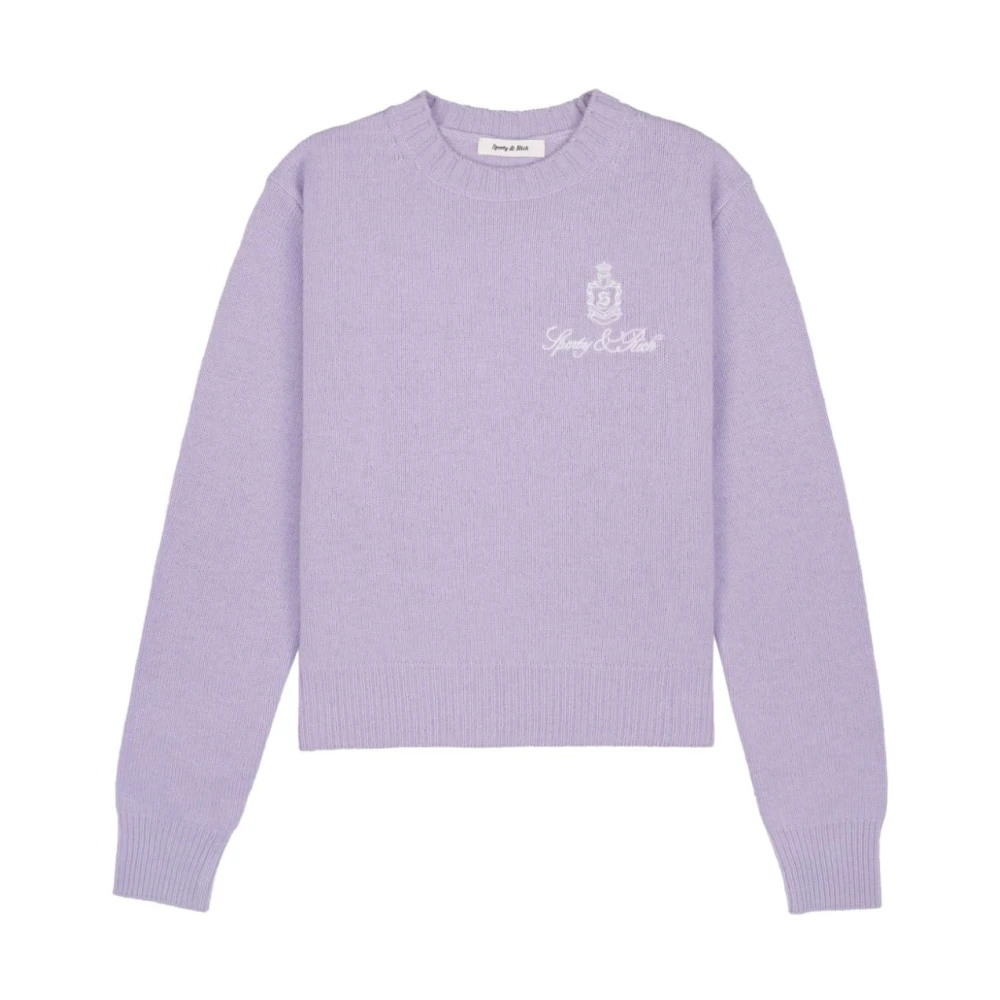 Sporty & Rich Zachte Lila Cashmere Crewneck Sweater Purple Dames