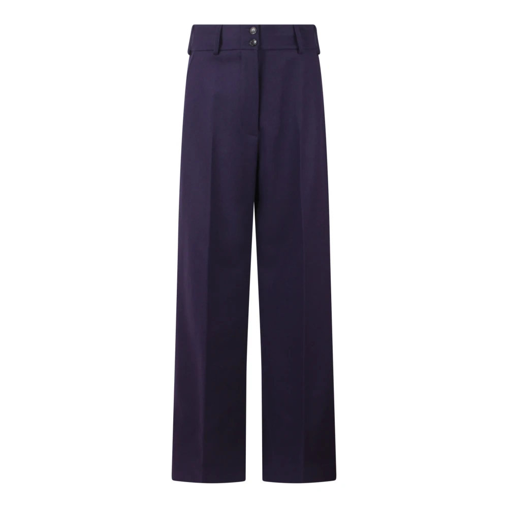 ETRO Wijde broek van zuivere wol met hoge taille Purple Dames