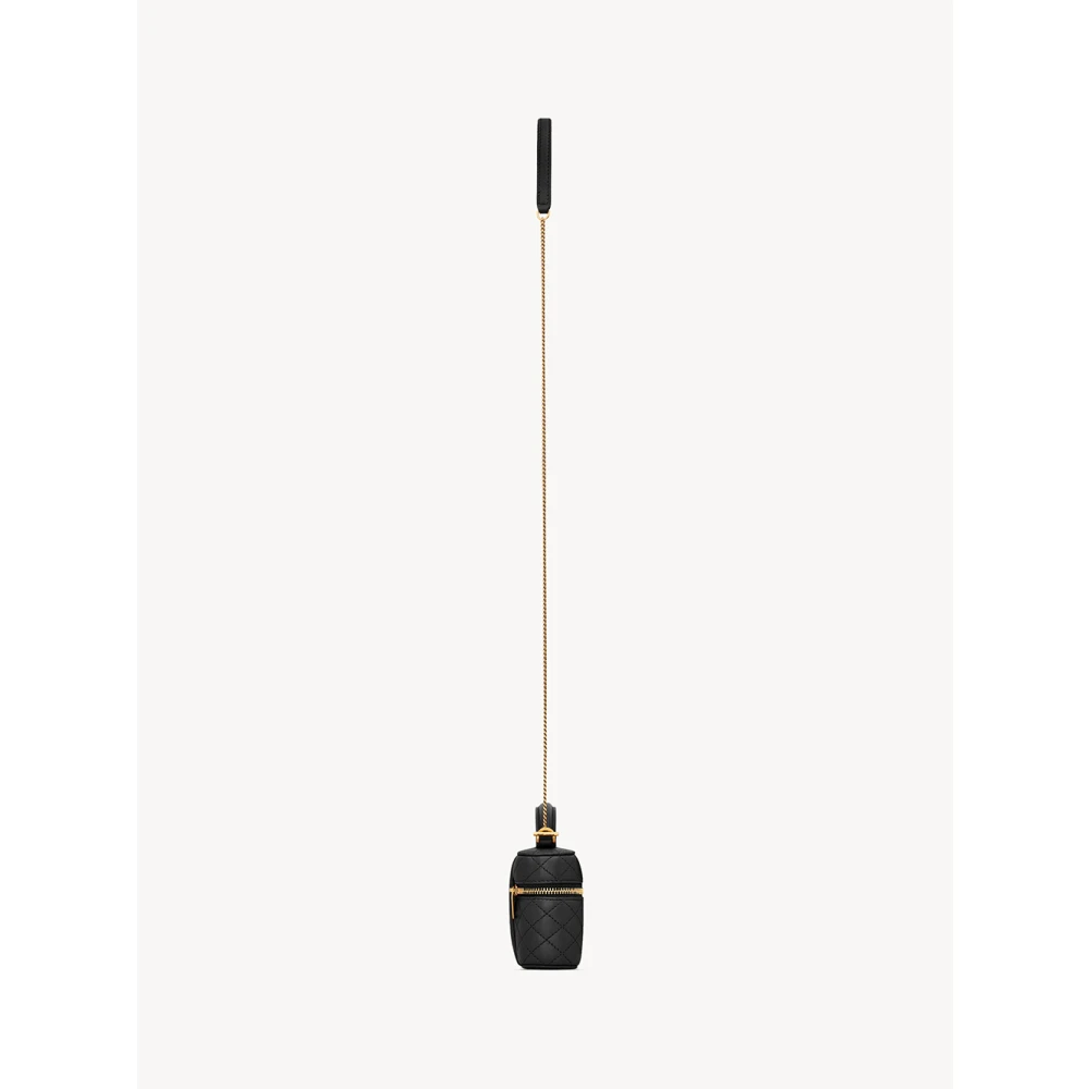 Saint Laurent Zwarte Leren Crossbody Tas Rits Sluiting Black Dames