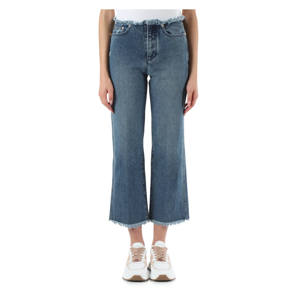 Michael Kors Cropped jeans met rauwe randdetails Blue Dames