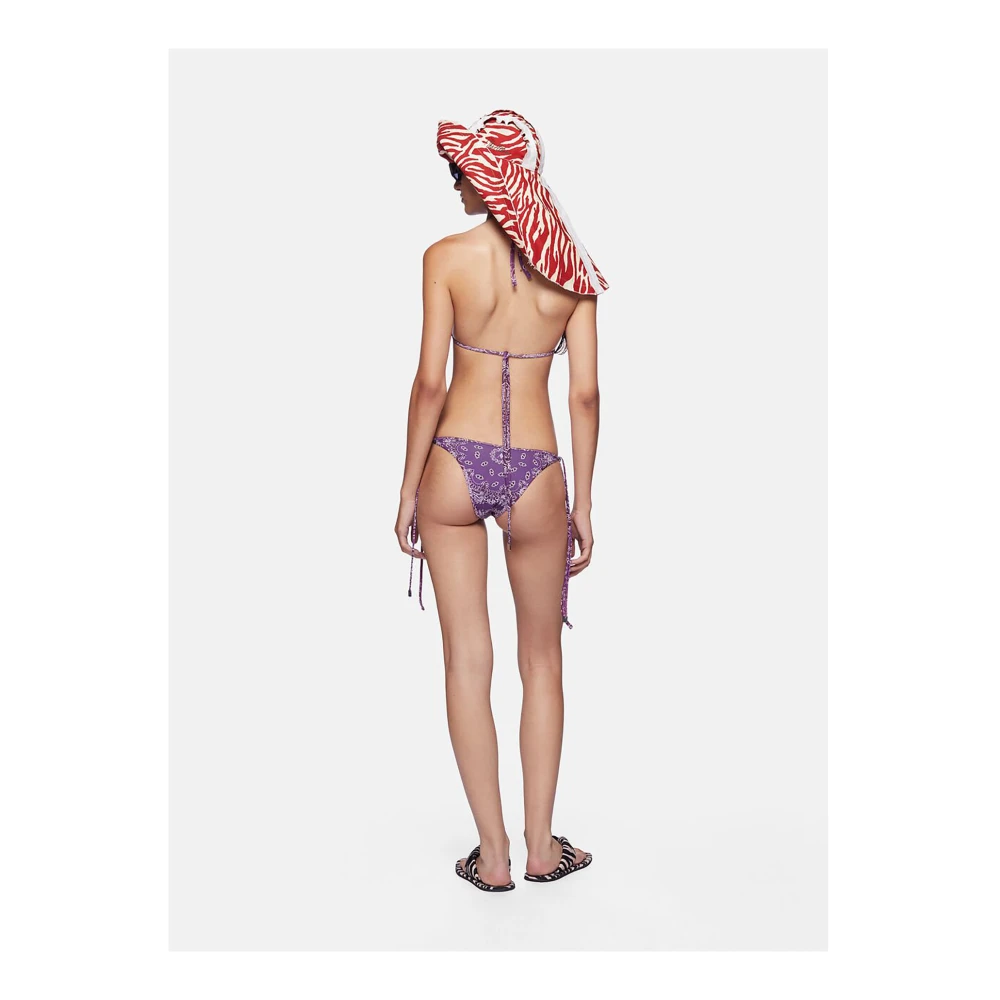 The Attico Bandana Print Lycra Bikini Purple Dames