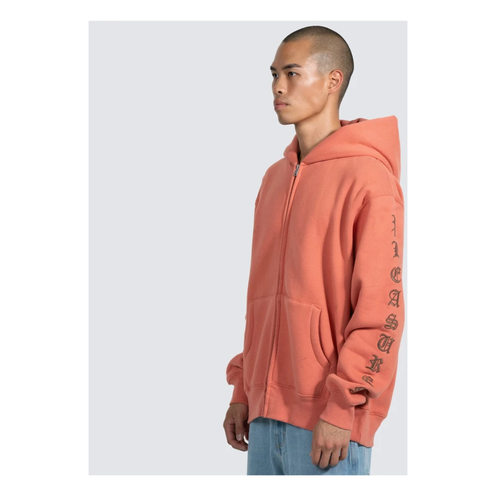 Pleasures Geborduurde Zip Up Hoodie Orange Heren